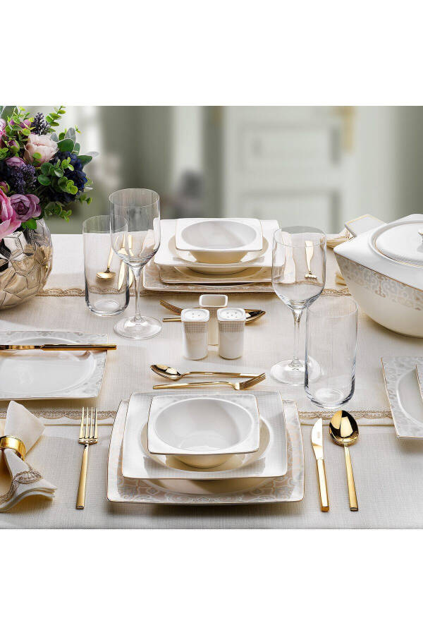 Glamor Point Dinner Set - 60 Pieces - White - 1