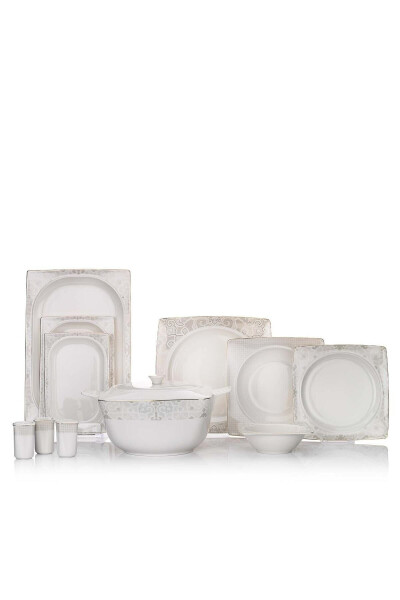 Glamor Point Dinner Set - 60 Pieces - White - 5