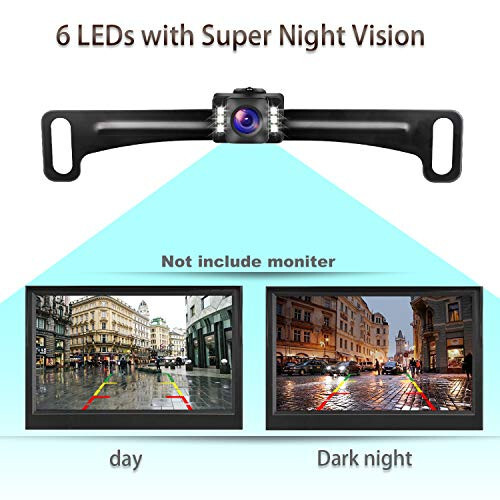 GLK Car Backup Camera HD Rear View Camera License Plate Backup Camera with Wide View Angle 6 LED Night Vision Waterproof Front & Back up Camera, Guide Line On/Off - 4