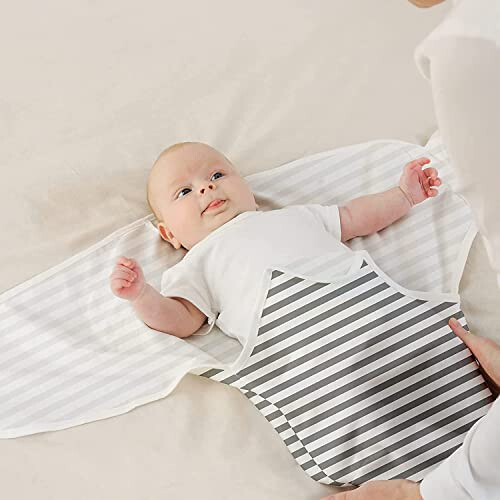 GLLQUEN BABY Swaddle Blankets for Baby Boy Girl, 3-6 Months, Gray Elephant Star & Stripe, 3 Pack Wrap Set, Newborn Adjustable Swaddles Sleep Sack,(Medium/Large) - 35