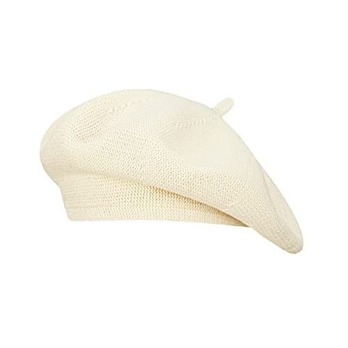 Gllutt Summer Knitted Thin Beret Hat for Women Slouchy Hat French Style Loose Soft Solid Color - 1