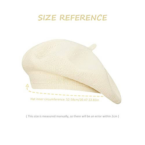 Gllutt Summer Knitted Thin Beret Hat for Women Slouchy Hat French Style Loose Soft Solid Color - 4