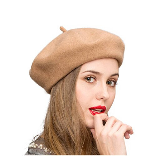 Gllutt Women Wool Beret Hat French Style Solid Color - 1