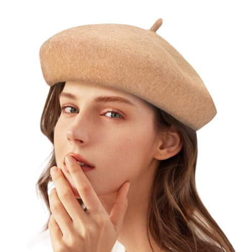 Gllutt Women Wool Beret Hat French Style Solid Color - 4