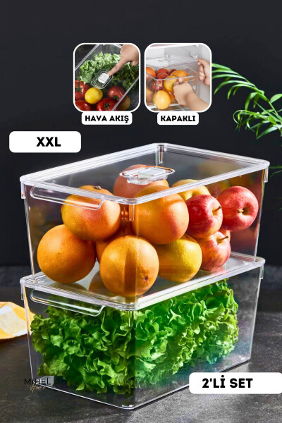 Gloss 2'Lİ XXL Kapaklı Buzdolabı & Dolap içi Düzenleyici Organizer - 1