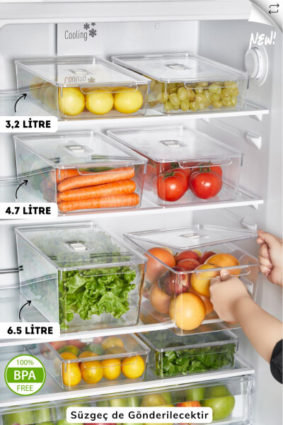 Gloss 6-Piece Mix Strainer Lidded Refrigerator Organizer, Cabinet Organizer, Organizer, Storage Container - 11