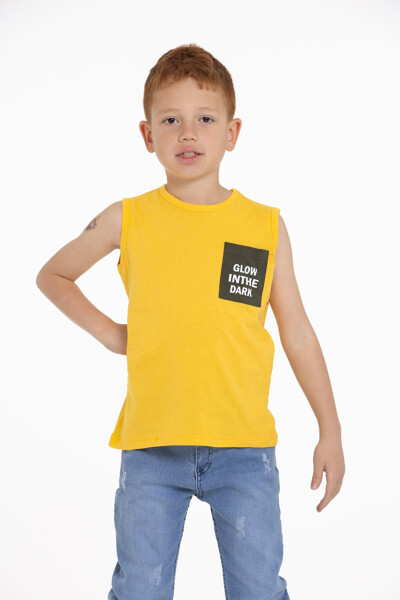 Glow in the Dark Printed Mustard Yellow Boy's T-Shirt - 1