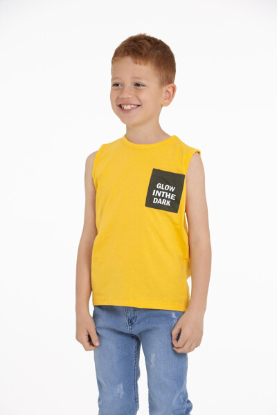 Glow in the Dark Printed Mustard Yellow Boy's T-Shirt - 3