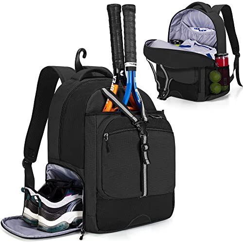 GOBUROS Tennis Backpack for Men/Women, Tennis Bag with Separate Ventilated Shoe Compartment, Multifunctional Sports Bag for Tennis/Badminton/Pickleball/Squach Racket and Accessories - 1