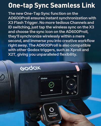 Godox AD600PRO II AD600PRO-II 600 Vt Chaqmoq - Professional Bowens O'rnatish, Yuqori Tezlikdagi Sinxronizatsiya, X3 Trigger bilan Bir Bosish Sinxronizatsiyasi - 40 Vt Ikki Rangli Modellashtirish Chirog'i - 4