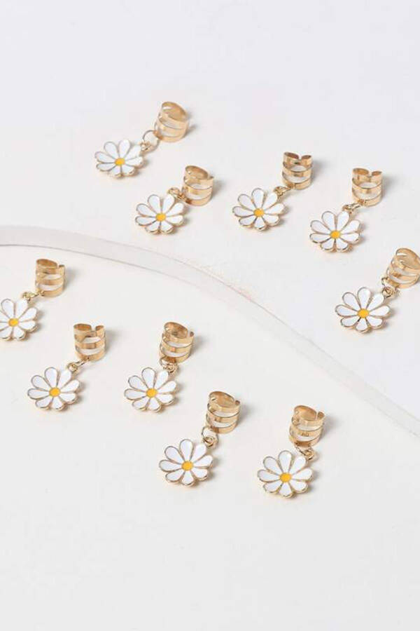 Gold Boho Daisy Hair Clip Set 5 Pieces - 3