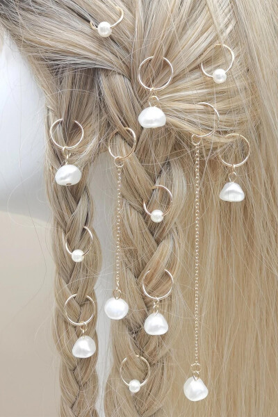 Gold Color Pearl Hair Clip Set - 1