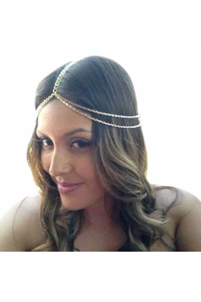 Gold Plated Chain Hair Accessory Hair Chain - 1