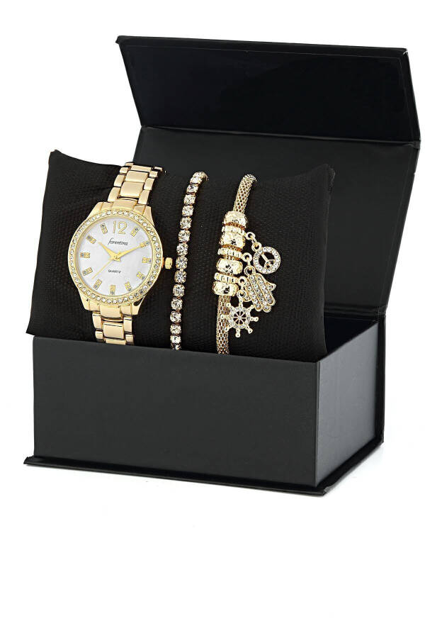 Gold Plated Watch and Bracelet Set Gift for Lover, Mother, Birthday - 1