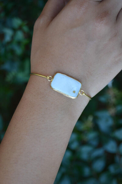 Gold Plated Women's Bracelet with Mother-of-Pearl - 1