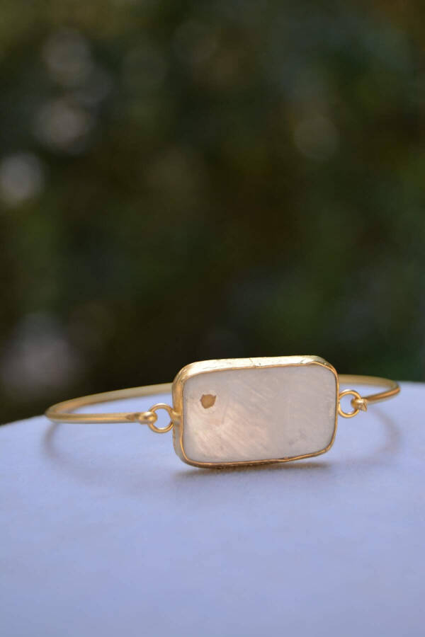 Gold Plated Women's Bracelet with Mother-of-Pearl - 2