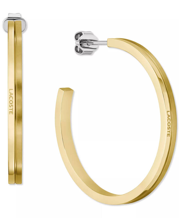 Gold-Tone Stainless Steel Virtua Medium Hoop Earrings, 1.4