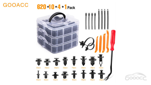 GOOACC 635Pcs Car Push Retainer Clips & Auto Fasteners Assortment -16 Most Popular Sizes Nylon Bumper Fender Rivets with 10 Cable Ties and Fasteners Remover for Toyota GM Ford Honda Acura Chrysler - 7