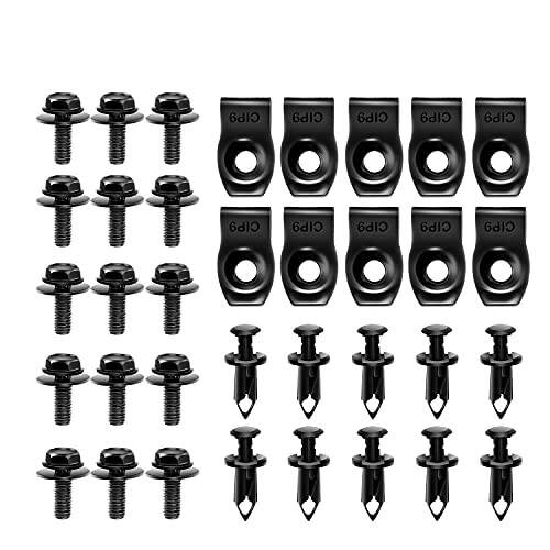 GOOACC GRC-70 35PCS Engine Under Cover Splash Shield Guard Body Bolts Bumper Fender Liner Push Retainer Fastener Rivet Clips, black - 1