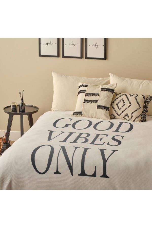 Good Vibes 100% Cotton Double Printed Duvet Cover Anthracite (200x220 Cm) - 8