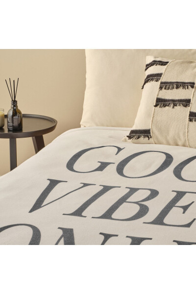 Good Vibes 100% Cotton Double Printed Duvet Cover Anthracite (200x220 Cm) - 5