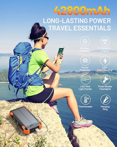 GOODaaa Güneş Enerjili Power Bank Plus 42800mAh Güneş Şarj Cihazı Kablosuz Şarj Cihazı - 2