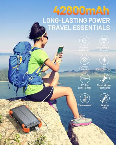 GOODaaa Solar Power Bank Plus 42800mAh Solar Charger Wireless Charger - 2