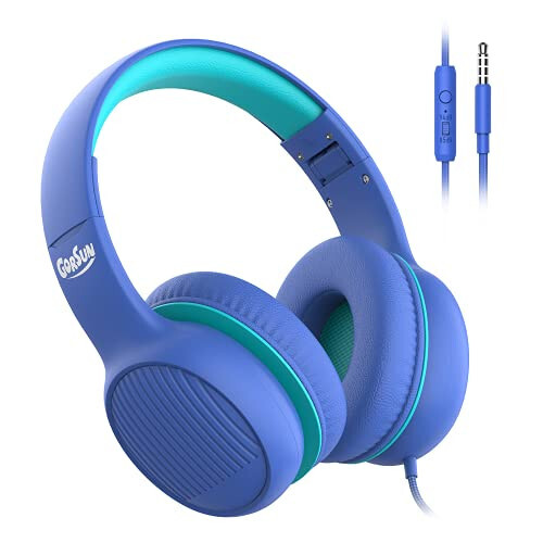 Gorsun Premium A66 Kids Headphones with 85dB/94dB Volume Limited, in-line HD Mic, Audio Sharing, Foldable Toddler Headphones, Adjustable, Children Headphones Over-Ear for School Travel, Blue - 7