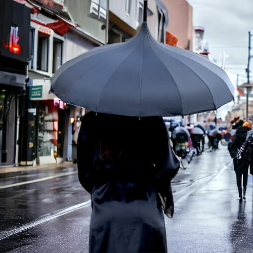 Gothic Black Pagoda Umbrella - Perfect For Rain Or Shine, Ideal For Vampires, Gothic Enthusiasts, And Lovers Of Unique Style - 5