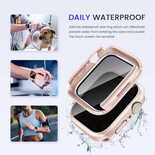 Goton 2-in-1 Su o'tkazmaydigan Maxfiylik Korpusi Apple Watch Ekran Himoyachi 40mm SE Seriyasi 6 5 4, Oldingi Anti Shpion Tempered Glass Yuz Qopqog'i Orqa Bamper iWatch Aksessuarlari 40 mm - 4