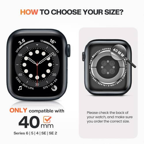 Goton 2-in-1 Su o'tkazmaydigan Maxfiylik Korpusi Apple Watch Ekran Himoyachi 40mm SE Seriyasi 6 5 4, Oldingi Anti Shpion Tempered Glass Yuz Qopqog'i Orqa Bamper iWatch Aksessuarlari 40 mm - 6