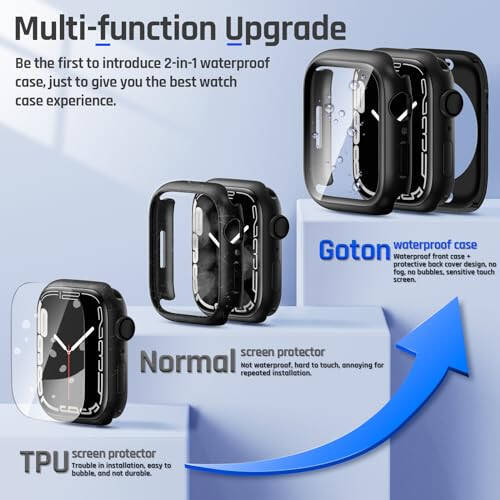 Goton 2 in 1 Waterproof Case for Apple Watch Screen Protector 44mm SE 2nd Gen Series 6 5 4, 360 Protective Glass Face Cover Hard PC Bumper + Back Frame for iWatch Accessories 44 mm - 2