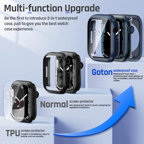 Goton 2 in 1 Waterproof Case for Apple Watch Screen Protector 44mm SE 2nd Gen Series 6 5 4, 360 Protective Glass Face Cover Hard PC Bumper + Back Frame for iWatch Accessories 44 mm - 2