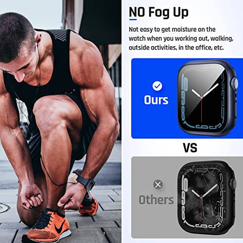 Goton 2 in 1 Waterproof Case for Apple Watch Screen Protector 44mm SE 2nd Gen Series 6 5 4, 360 Protective Glass Face Cover Hard PC Bumper + Back Frame for iWatch Accessories 44 mm - 4