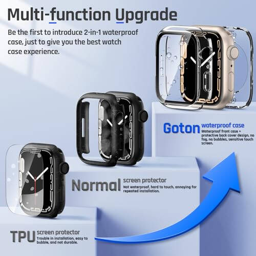 Goton 2 in 1 Waterproof Case for Apple Watch Screen Protector 44mm SE 2nd Gen Series 6 5 4, 360 Protective Glass Face Cover Hard PC Bumper + Back Frame for iWatch Accessories 44 mm - 2