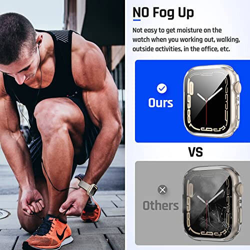 Goton 2 in 1 Waterproof Case for Apple Watch Screen Protector 44mm SE 2nd Gen Series 6 5 4, 360 Protective Glass Face Cover Hard PC Bumper + Back Frame for iWatch Accessories 44 mm - 4