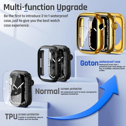 Goton 2 in 1 Waterproof Case for Apple Watch Screen Protector 44mm SE 2nd Gen Series 6 5 4, 360 Protective Glass Face Cover Hard PC Bumper + Back Frame for iWatch Accessories 44 mm - 2