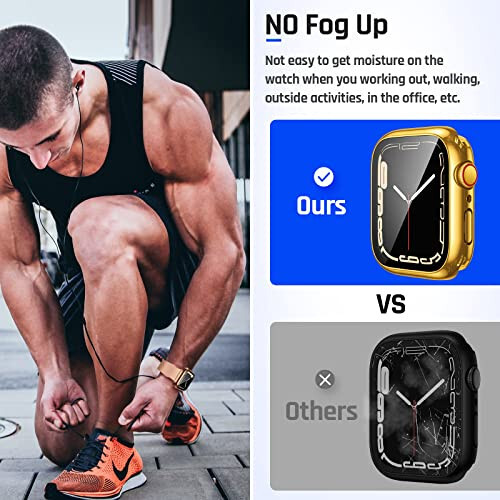 Goton 2 in 1 Waterproof Case for Apple Watch Screen Protector 44mm SE 2nd Gen Series 6 5 4, 360 Protective Glass Face Cover Hard PC Bumper + Back Frame for iWatch Accessories 44 mm - 4