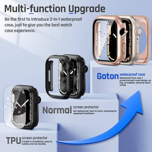 Goton 2 in 1 Waterproof Case for Apple Watch Screen Protector 44mm SE 2nd Gen Series 6 5 4, 360 Protective Glass Face Cover Hard PC Bumper + Back Frame for iWatch Accessories 44 mm - 2