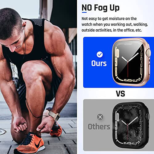 Goton 2 in 1 Waterproof Case for Apple Watch Screen Protector 44mm SE 2nd Gen Series 6 5 4, 360 Protective Glass Face Cover Hard PC Bumper + Back Frame for iWatch Accessories 44 mm - 4