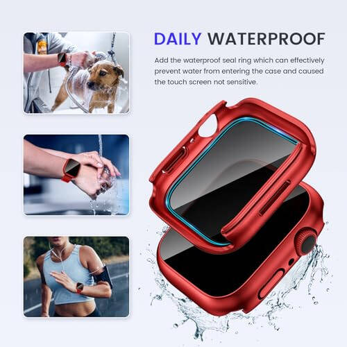 Goton 2-in-1 Waterproof Privacy Case for Apple Watch Screen Protector 40mm SE Series 6 5 4, Front Anti Spy Tempered Glass Face Cover Back Bumper for iWatch Accessories 40 mm - 4