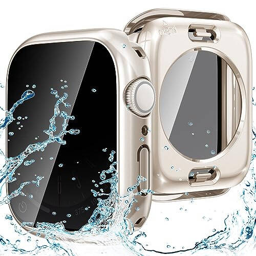 Goton 2-in-1 Waterproof Privacy Case for Apple Watch Screen Protector 40mm SE Series 6 5 4, Front Anti Spy Tempered Glass Face Cover Back Bumper for iWatch Accessories 40 mm - 1