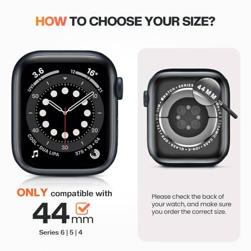 Goton 2-in-1 Waterproof Privacy Case for Apple Watch Screen Protector 44mm SE Series 6 5 4, Front Anti Spy Tempered Glass Face Cover Back Bumper for iWatch Accessories 44 mm - 6