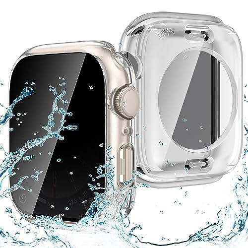 Goton 2-in-1 Waterproof Privacy Case for Apple Watch Screen Protector 44mm SE Series 6 5 4, Front Anti Spy Tempered Glass Face Cover Back Bumper for iWatch Accessories 44 mm - 1