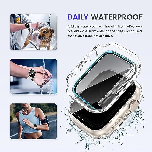 Goton 2-in-1 Waterproof Privacy Case for Apple Watch Screen Protector 44mm SE Series 6 5 4, Front Anti Spy Tempered Glass Face Cover Back Bumper for iWatch Accessories 44 mm - 4