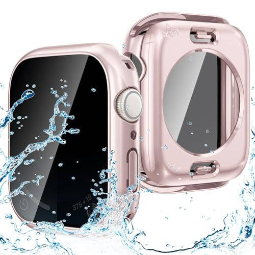 Goton 2-in-1 Waterproof Privacy Case for Apple Watch Screen Protector 44mm SE Series 6 5 4, Front Anti Spy Tempered Glass Face Cover Back Bumper for iWatch Accessories 44 mm - 1