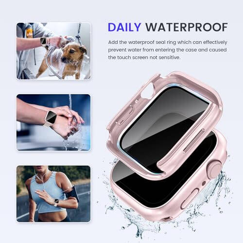 Goton 2-in-1 Waterproof Privacy Case for Apple Watch Screen Protector 44mm SE Series 6 5 4, Front Anti Spy Tempered Glass Face Cover Back Bumper for iWatch Accessories 44 mm - 4