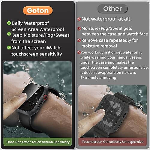 Goton Su Geçirmez Gizlilik Kılıfı Apple Watch Series 9 8 7 6 5 4 SE Ultra 40mm 44mm 41mm 45mm 49mm için, Sert PC Çerçeve Temperli Cam Ekran Koruyucu iWatch Kılıf Aksesuarları, 44mm SiyahSiyah - 2