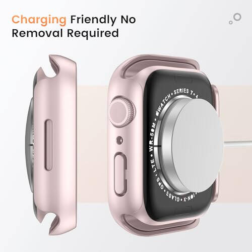 Goton Su Geçirmez Gizlilik Kılıfı Apple Watch Serisi 9 8 7 6 5 4 SE Ultra 40mm 44mm 41mm 45mm 49mm için, Sert PC Çerçeve Temperli Cam Ekran Koruyucu iWatch Kılıf Aksesuarları, 41mm Şeffaf Pembe - 6