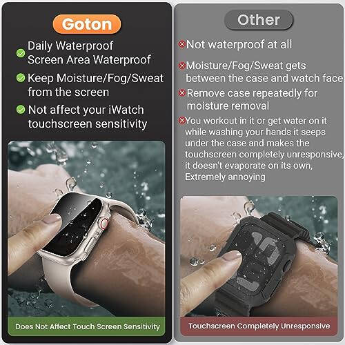 Goton Waterproof Privacy Case for Apple Watch Series 9 8 7 6 5 4 SE Ultra 40mm 44mm 41mm 45mm 49mm, Hard PC Bumper Tempered Glass Screen Protector for iWatch Cover Accessories, 44mm Clear - 2